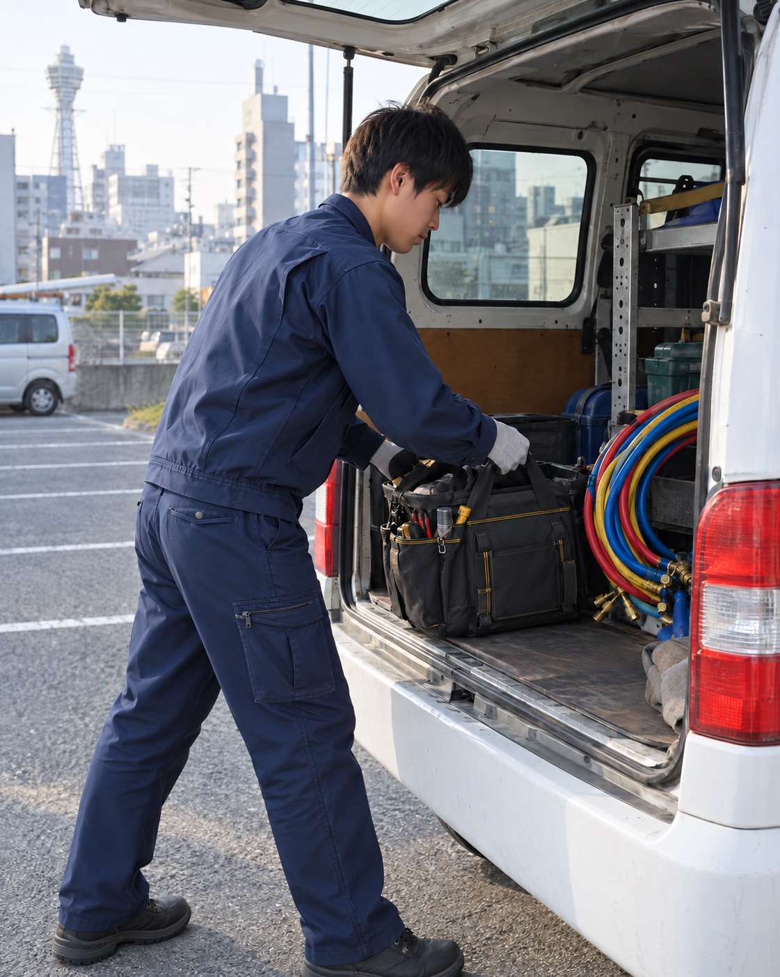作業車に道具を積み込むイメージ